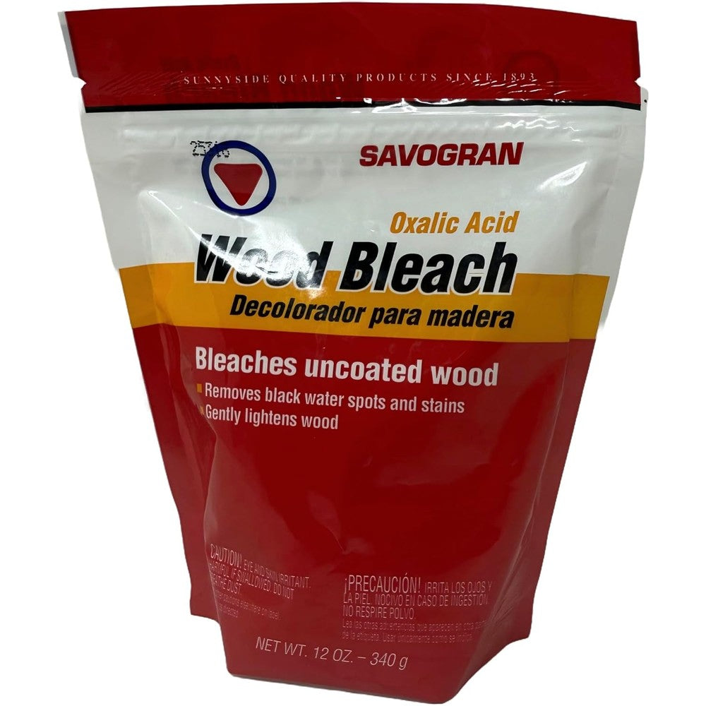 Savogran Oxalic Acid Wood Bleach 12 Ounce front view for furniture restoration.