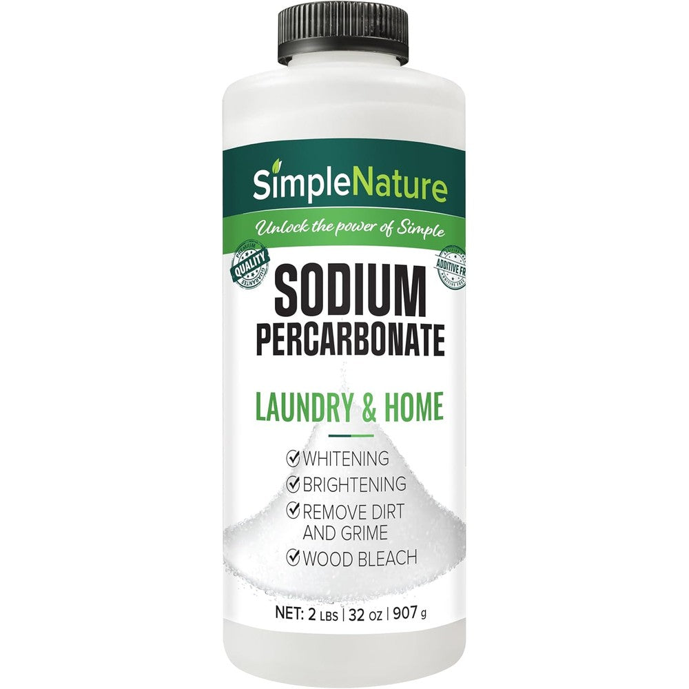 SimpleNature Sodium Percarbonate 2 pound container front view pure oxygen bleach cleaner.