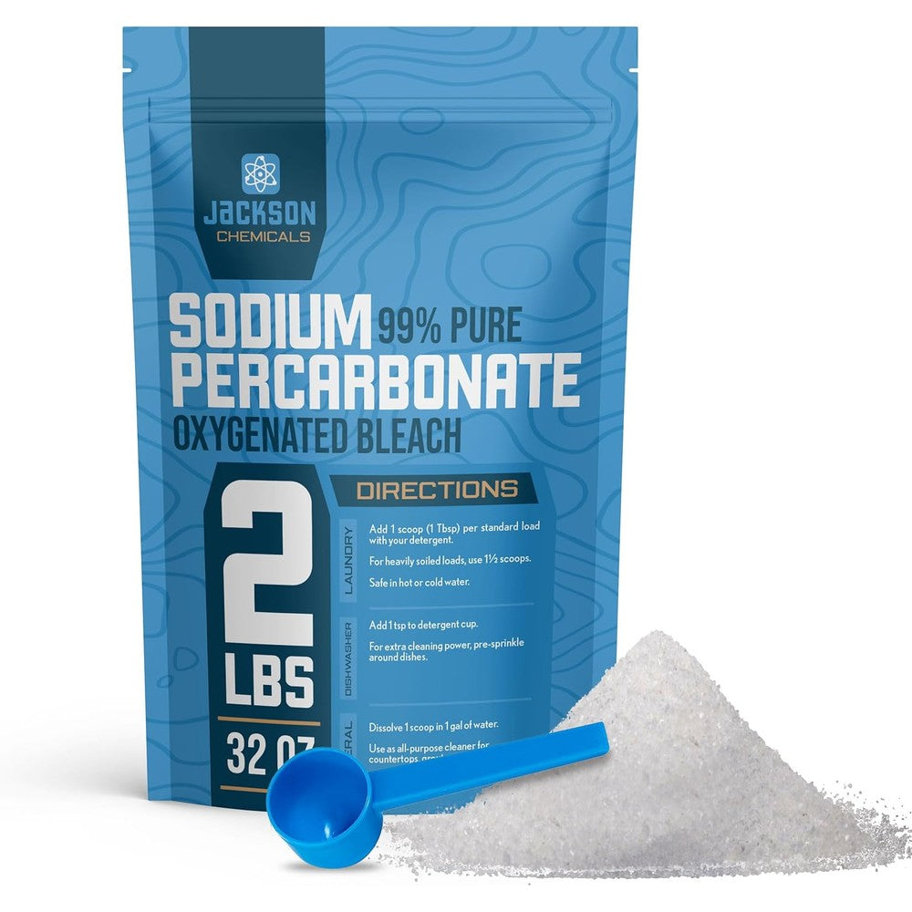 Jackson Chemicals Sodium Percarbonate 2 pound pouch front view oxygen bleach laundry booster