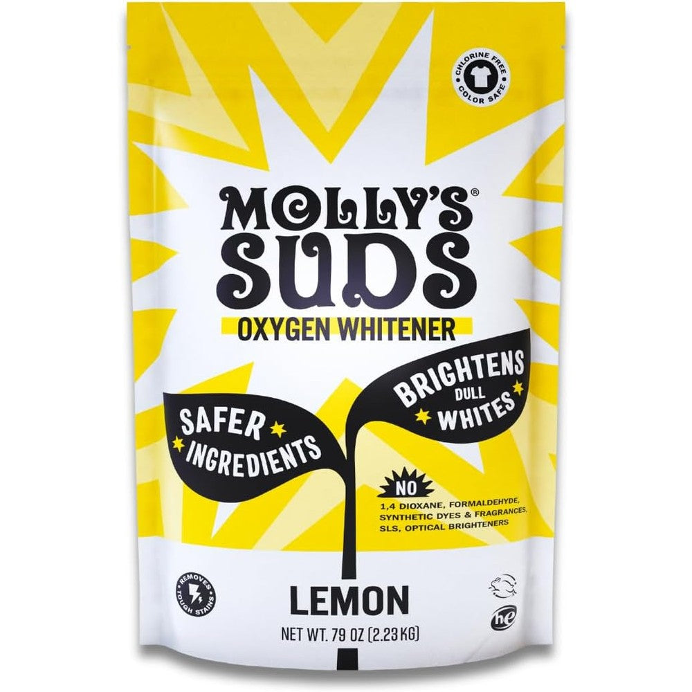 Molly's Suds Oxygen Whitener 79 Ounce front view of laundry booster bag.