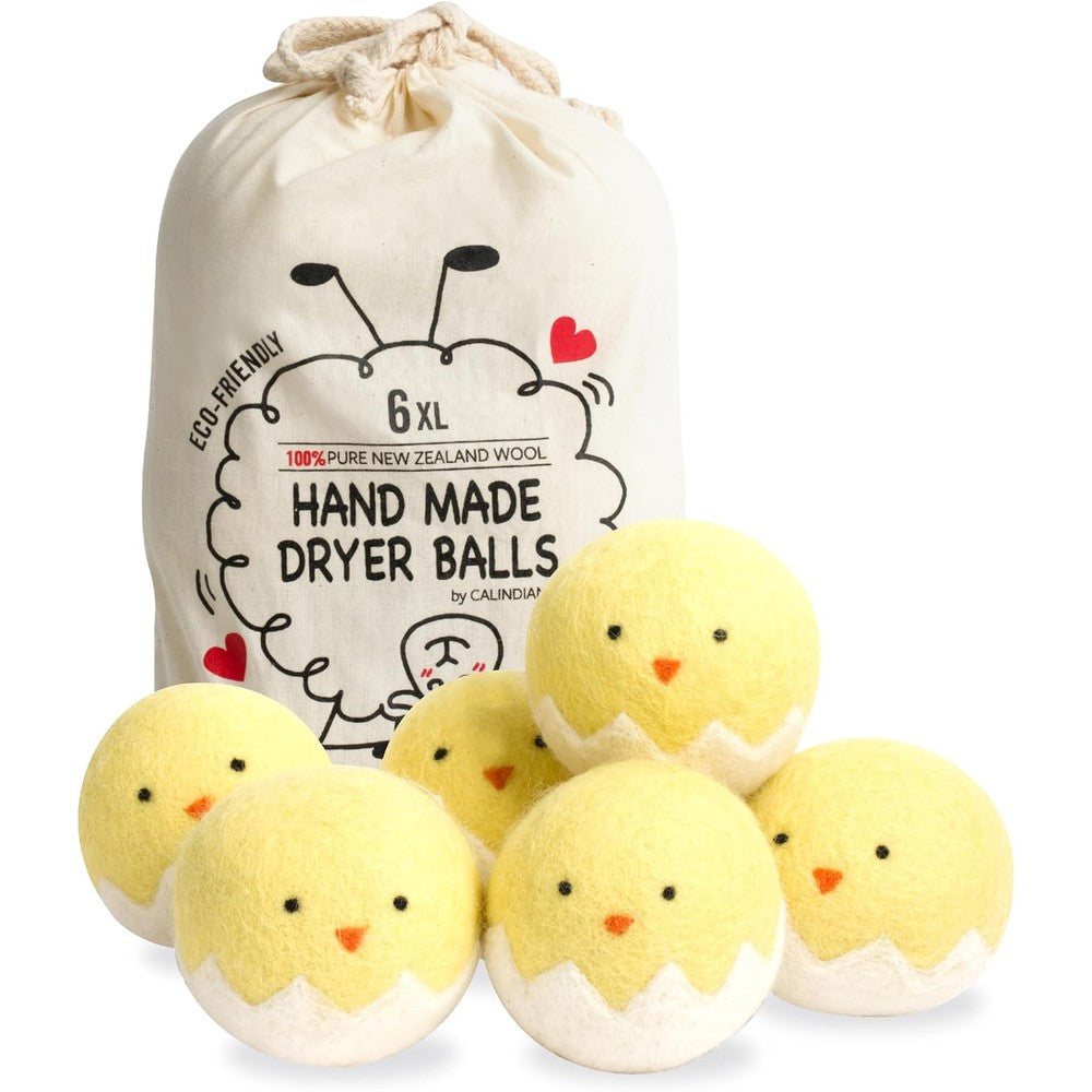 Calindiana Organic Wool Dryer Balls 6 pack front view authentic laundry care