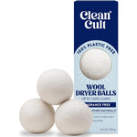 Cleancult Wool Dryer Balls 3 Count front view sustainable laundry softening