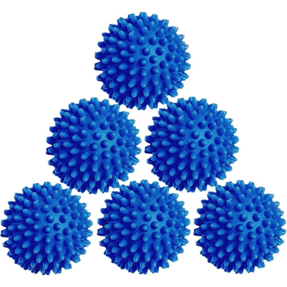 Colorsheng Laundry Dryer Balls 6 pack blue front view for eco-friendly drying