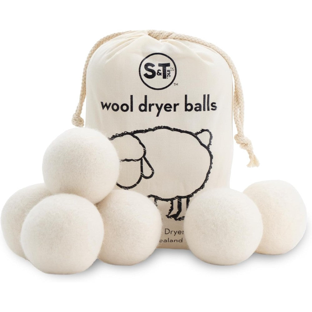 S&T INC. XL New Zealand Wool Dryer Balls front view 6 pack