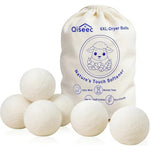 Qiseec wool dryer balls 6-pack front view natural laundry fabric softener