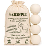 Ezhippie Natural Wool Dryer Balls 4 pack front view eco friendly laundry