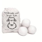 Anvay Rugs Ecoigy Wool Dryer Balls 4-Pack front view in cotton storage bag.
