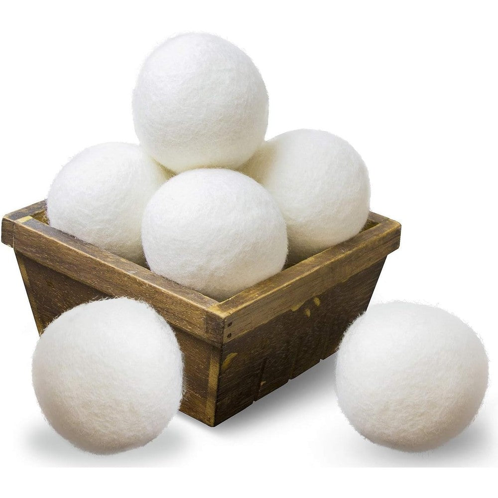 SnugPad Wool Dryer Balls 6 pack front view organic laundry softener