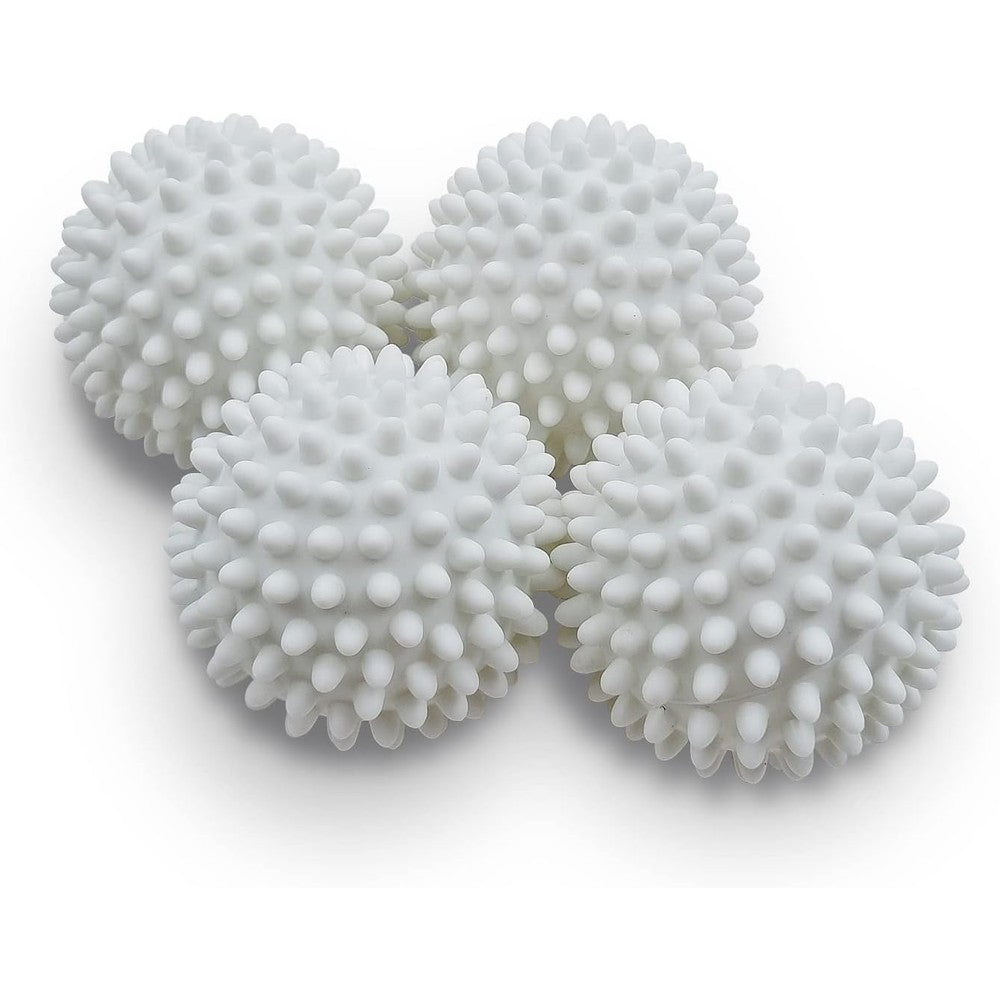 XIEHE Dryer Balls 4 Pack front view of white spiked laundry balls.