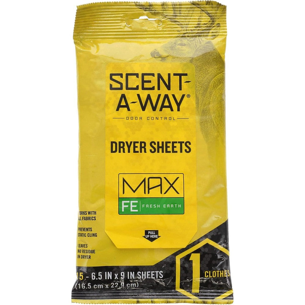 Hunters Specialties Scent-A-Way MAX Fresh Earth Dryer Sheets front view package