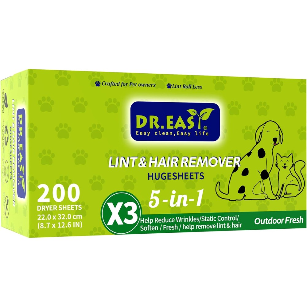 Dr. Easy Pet Hair Remover Hugesheets 200 count front packaging view