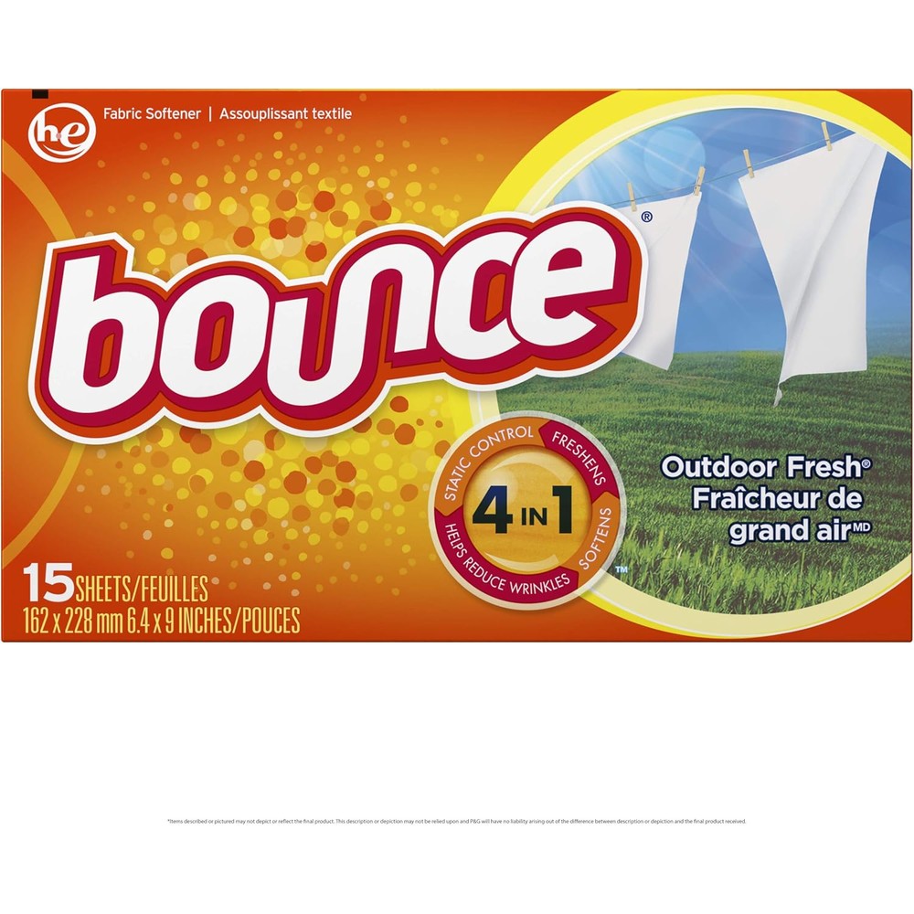 Bounce Outdoor Fresh fabric softener dryer sheets 15 count box front view