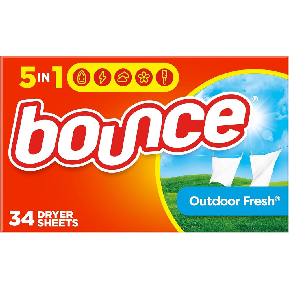 Bounce Fabric Softener Dryer Sheets Outdoor Fresh Scent 34 Count front packaging view