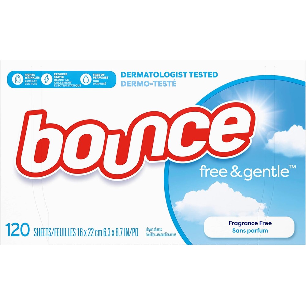 Bounce Free and Gentle Dryer Sheets 120 Count front box view