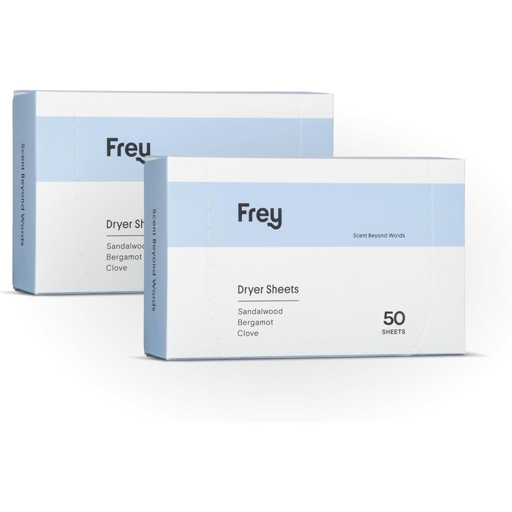 FREY Naturally Scented Dryer Sheets front view of the two pack packaging