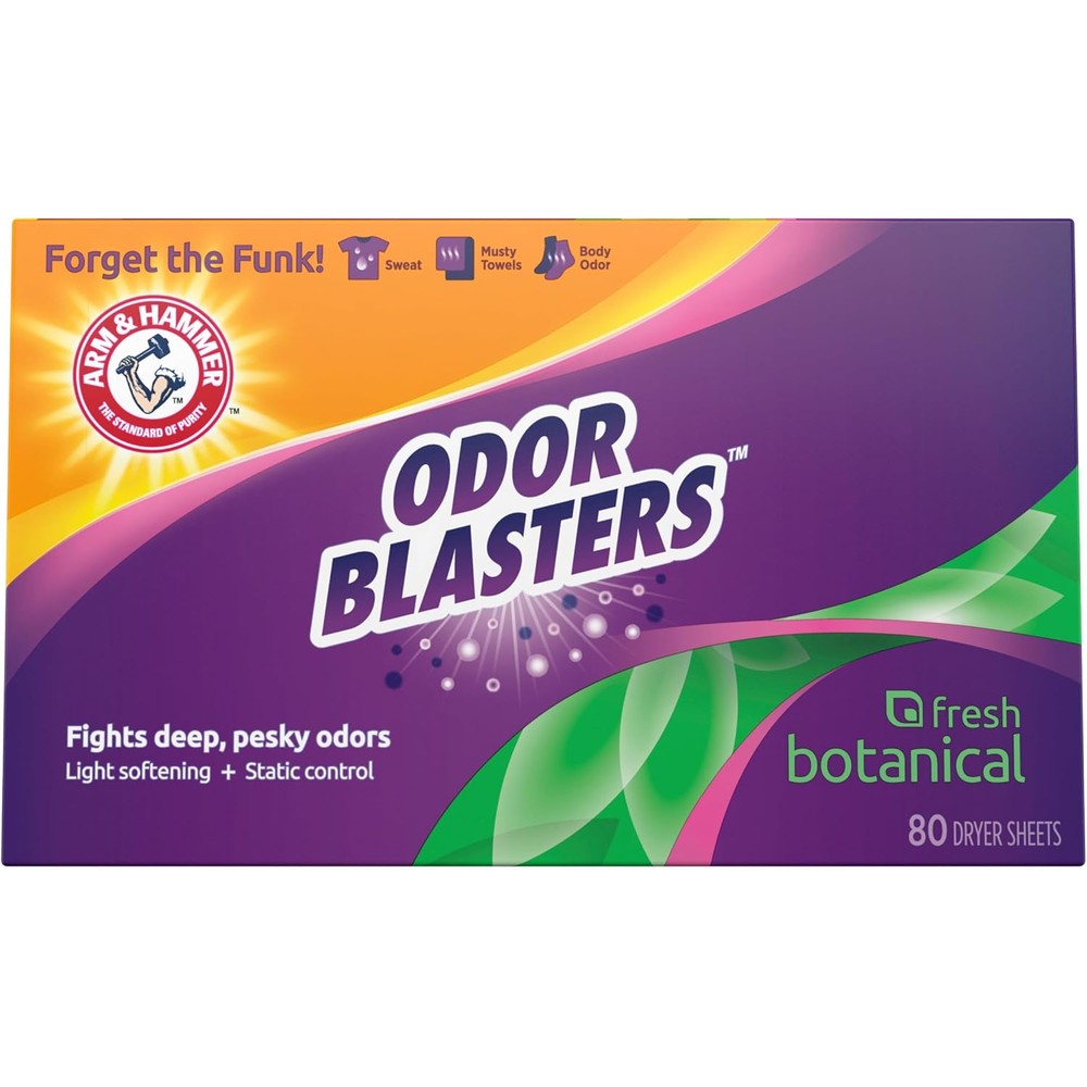 Arm & Hammer dryer sheets box with 80 count fresh botanical scent