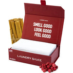 Laundry Sauce French Saffron Dryer Sheets front packaging view showing sixty-nine count box