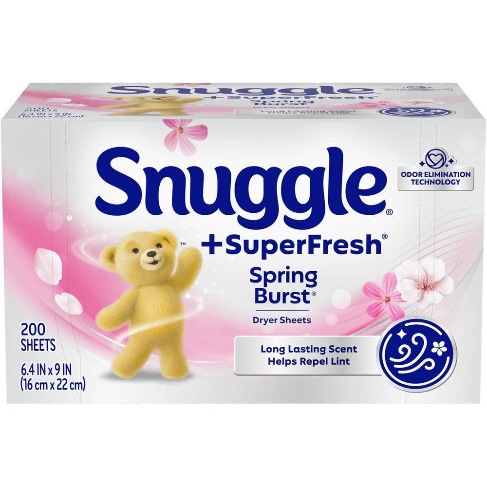 Snuggle Plus SuperFresh dryer sheets Spring Burst front view box packaging