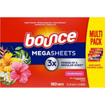Bounce Mega Dryer Sheets Paradise Blossom 180 Count front package view for static control