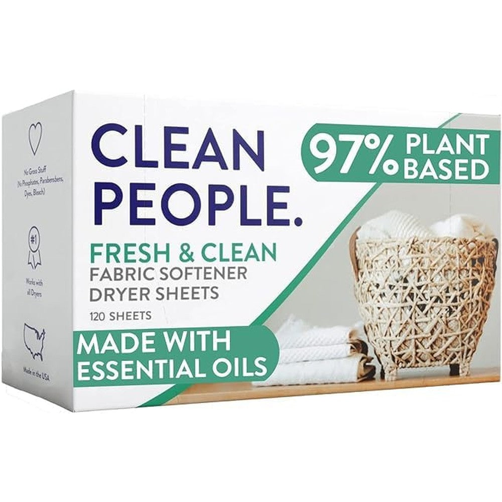 The Clean People Fabric Softener Dryer Sheets front view of fresh scent packaging