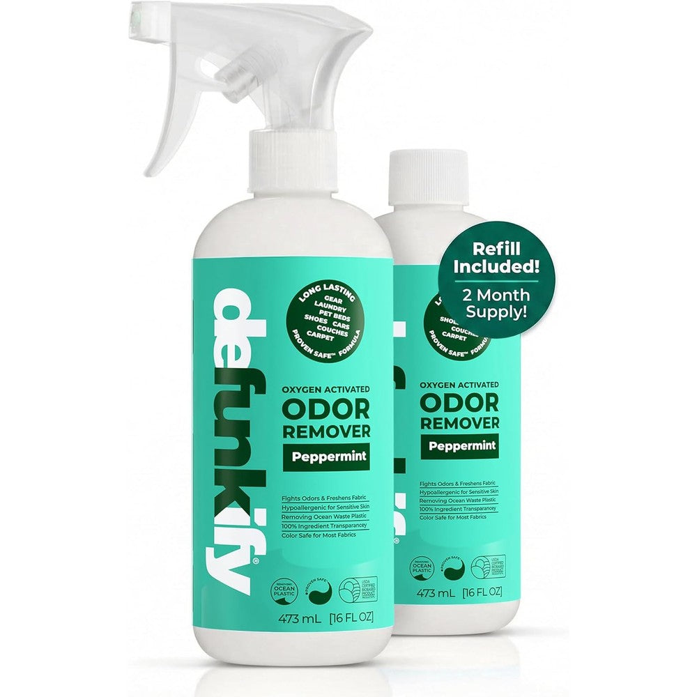 Defunkify Peppermint Odor Remover Spray 32 ounce front view fabric freshener