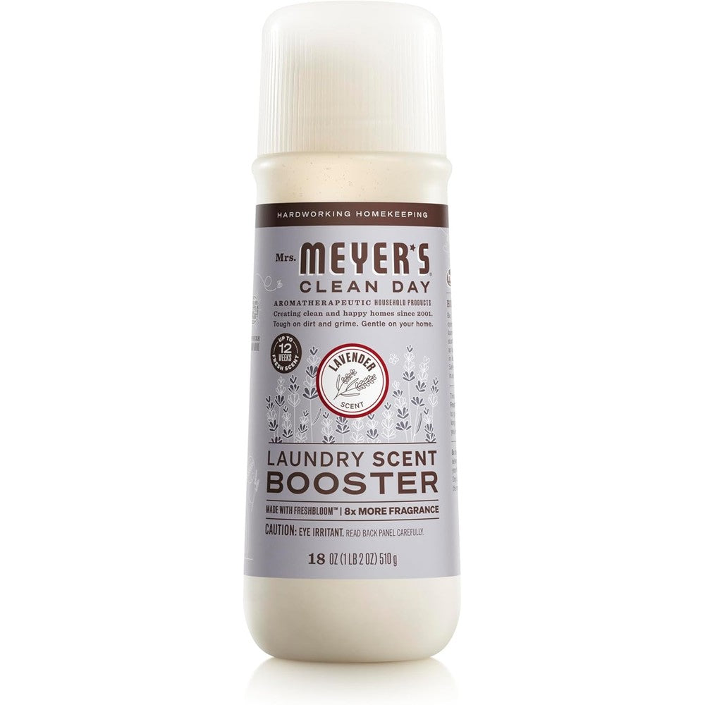 Mrs. Meyer's Clean Day Laundry Scent Boosters Lavender 18 Ounce bottle front view showing plant-based formula details.