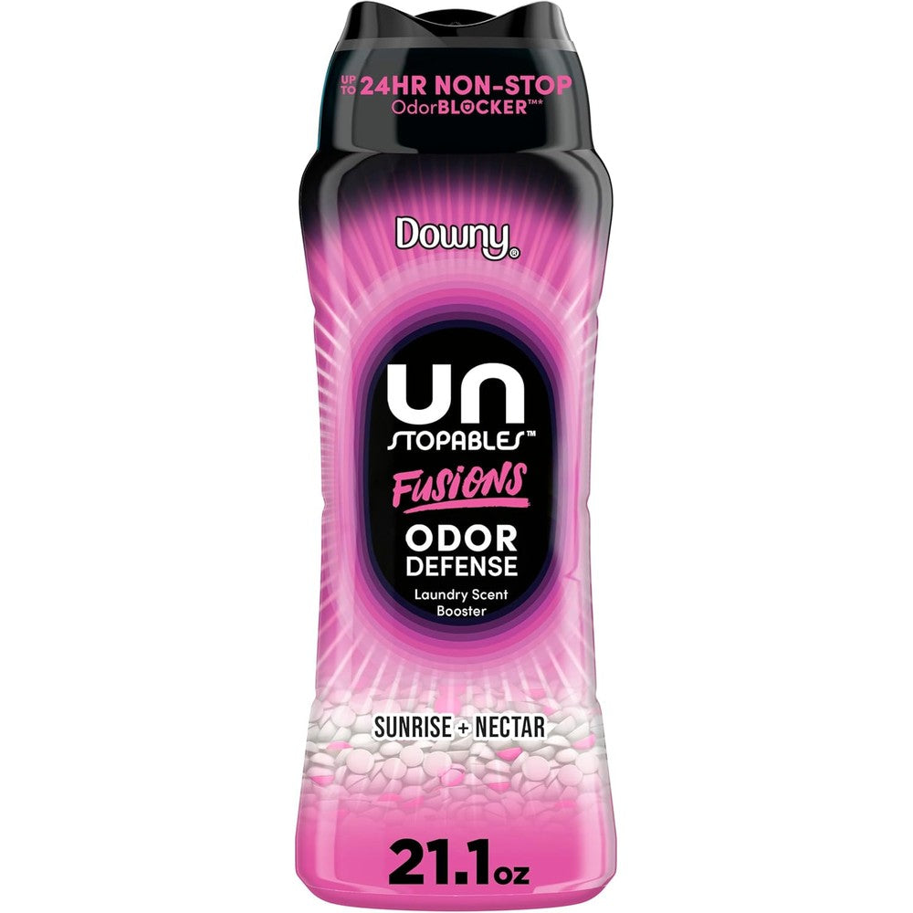 Downy Unstopables Fusions Odor Defense Sunrise and Nectar beads front view bottle