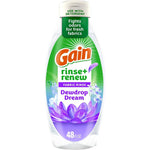 Gain Dewdrop Dream Fabric Rinse 48 Fluid Ounce bottle front view laundry odor remover