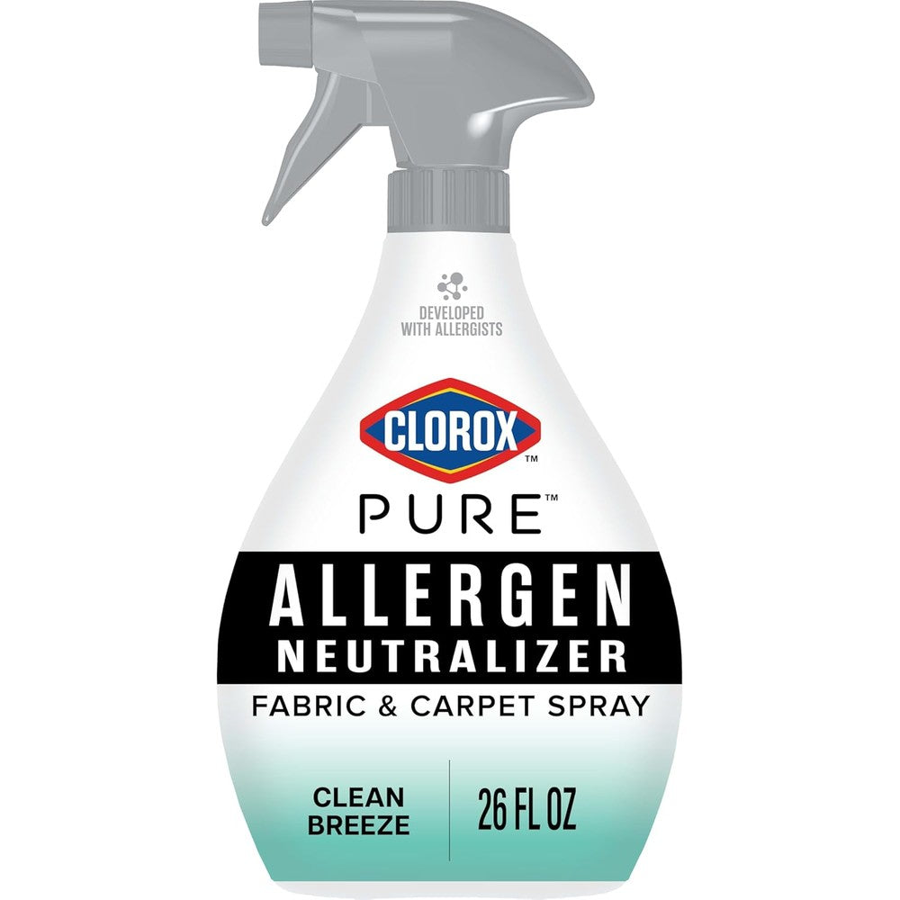 Clorox PURE Allergen Neutralizer Fabric and Carpet Spray Clean Breeze front view bottle for indoor allergy control