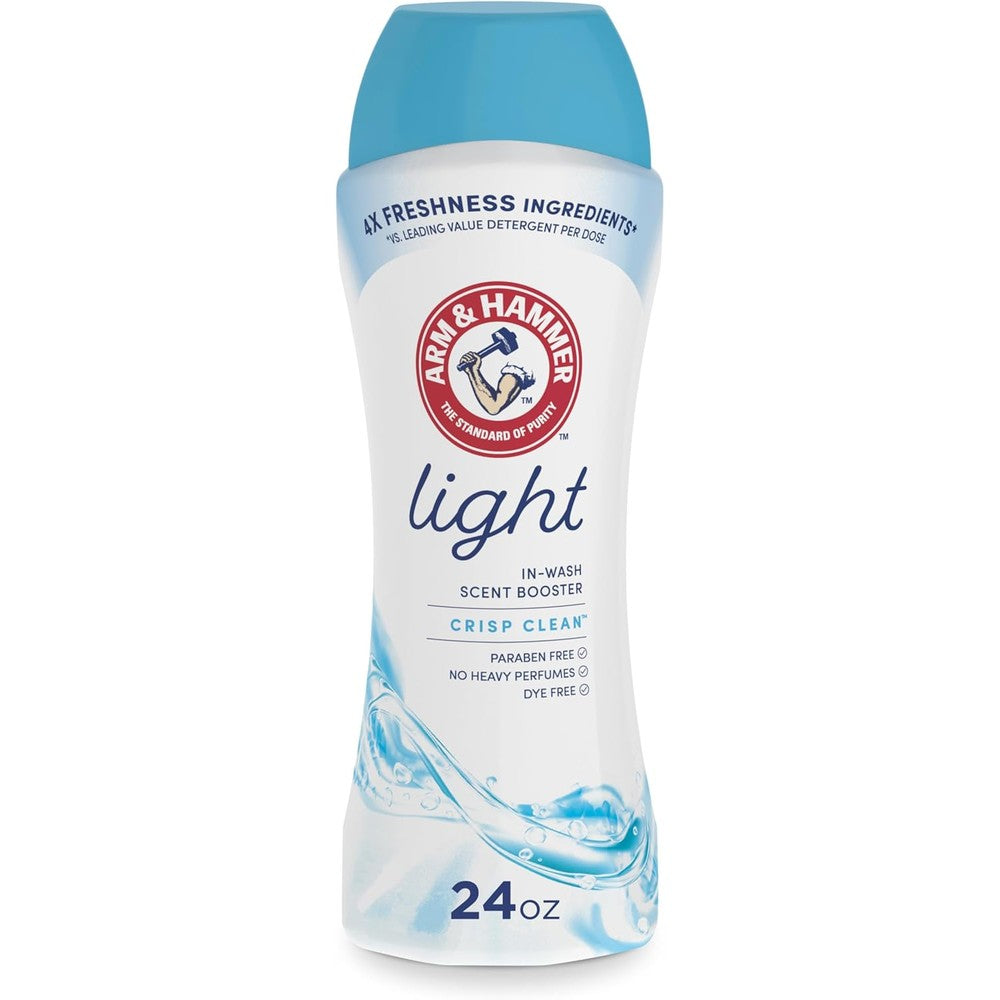 Arm and Hammer Light In-Wash Scent Booster 24 Ounce bottle front view laundry freshener