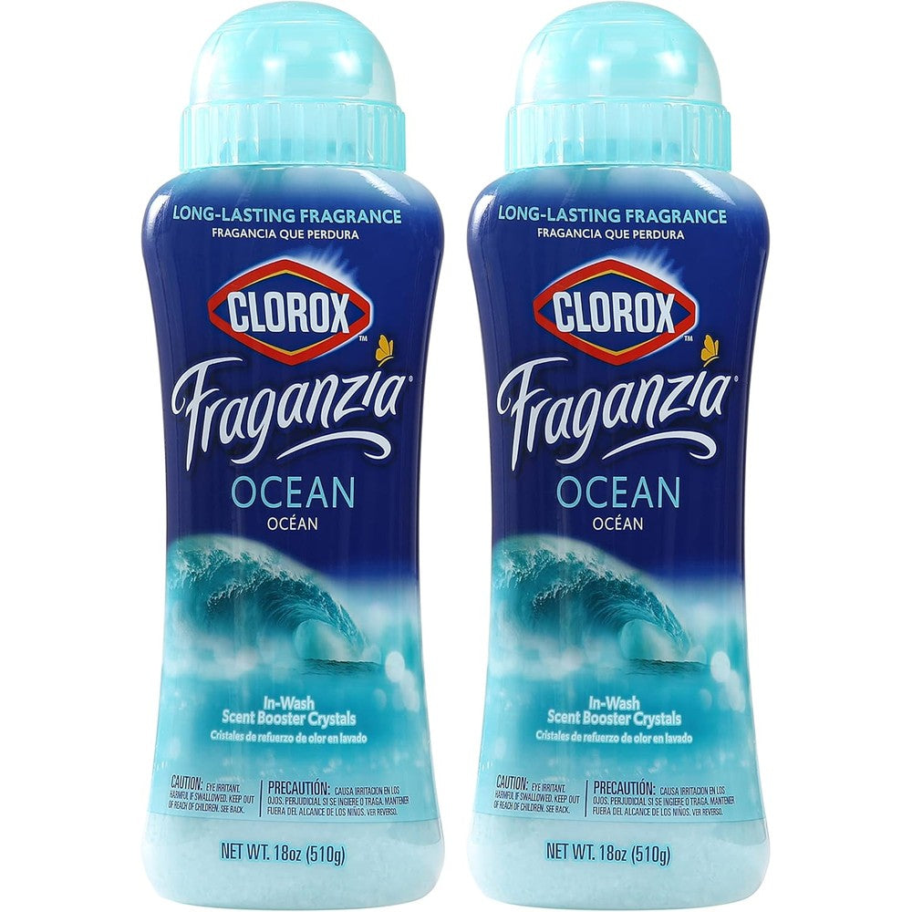 Clorox Fraganzia Laundry Scent Booster Crystals twin pack front view for premium fabric care