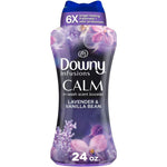 Downy Calm In Wash Laundry Scent Booster Beads front view bottle packaging.