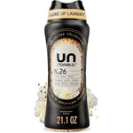 Downy Unstopables Unlimited Collection Number 26 laundry scent booster beads 21.1 Ounce container front view showing fine fragrance labeling.