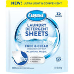 Carbona laundry detergent sheets free and clear front view packaging