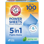 Arm & Hammer 5-in-1 Power Sheets Laundry Detergent Spring Rain 50 count box