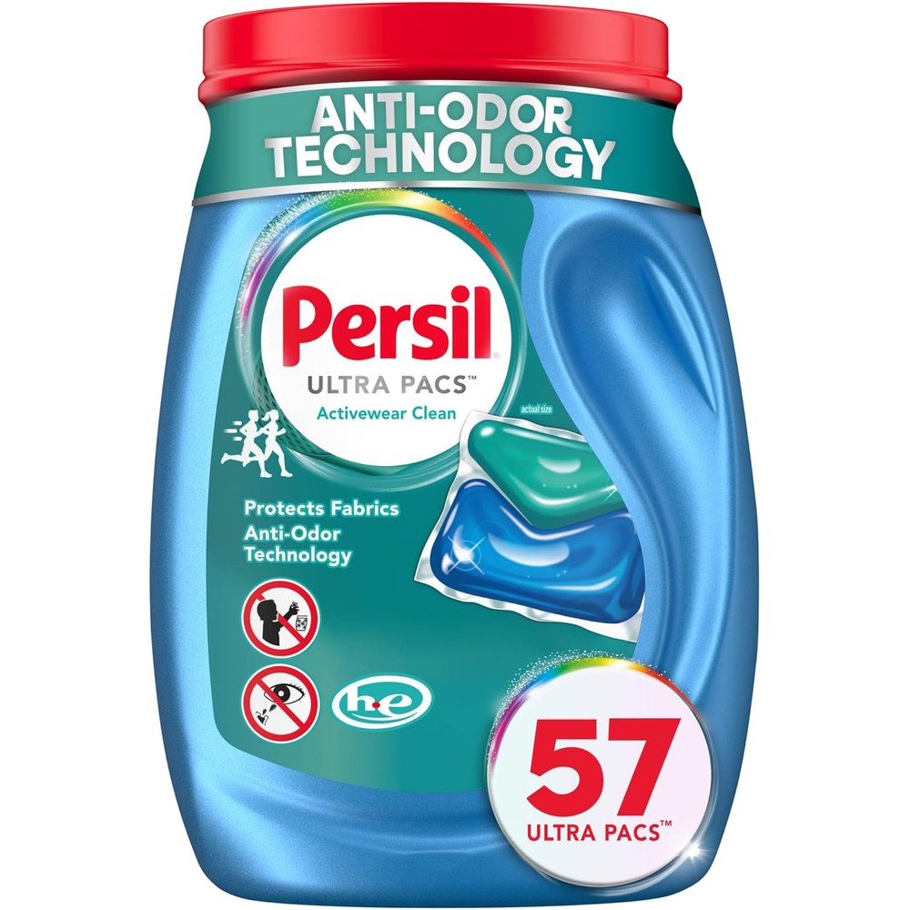 Persil Ultra Pacs Activewear Clean laundry detergent 57 count front container view