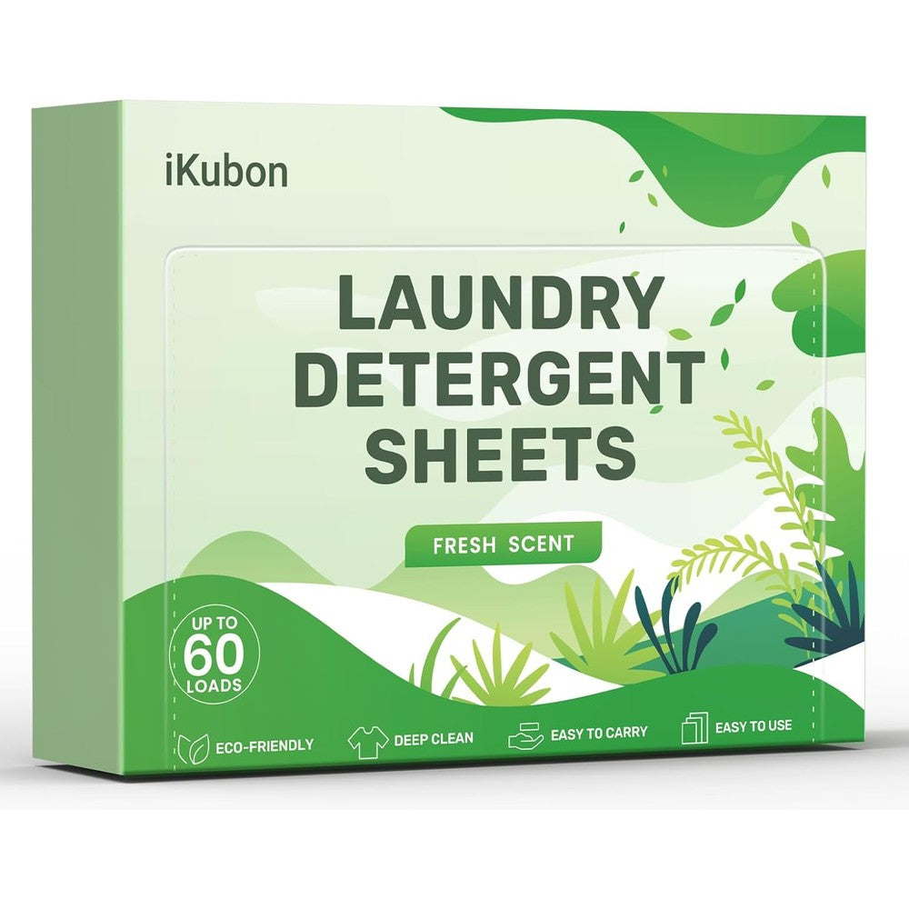 IKubon laundry detergent sheets front view fresh scent eco friendly packaging