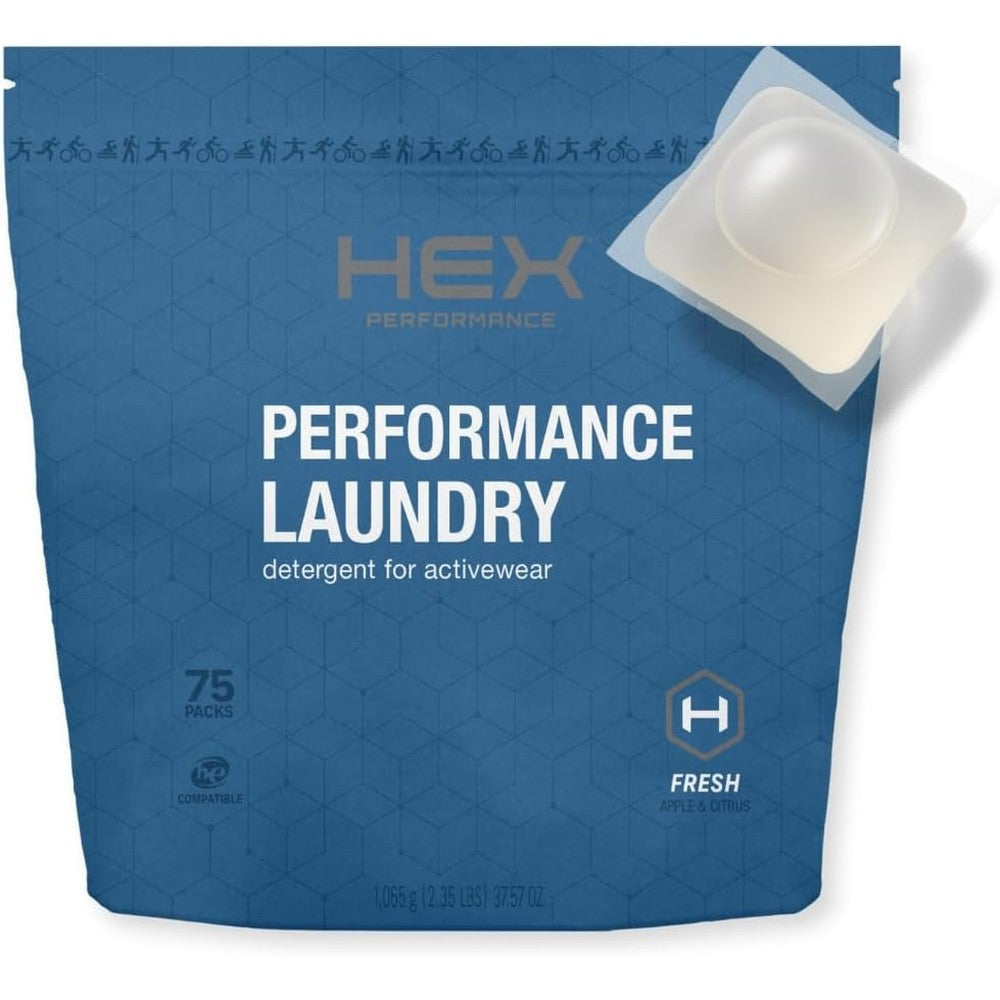 HEX Performance Laundry Detergent Packs front view packaging for activewear