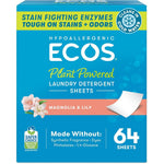 ECOS laundry detergent sheets magnolia lily 64 count front view packaging