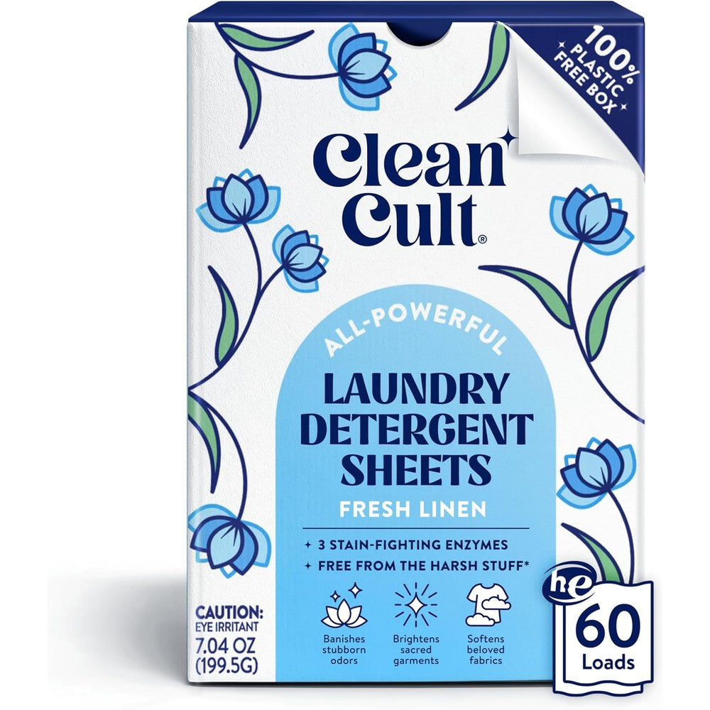 Cleancult Laundry Detergent Sheets front view packaging for eco friendly laundry care
