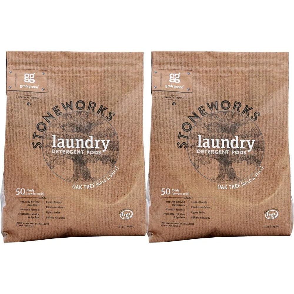 Grab Green Stoneworks Laundry Detergent Pods front packaging view eco-friendly laundry detergent