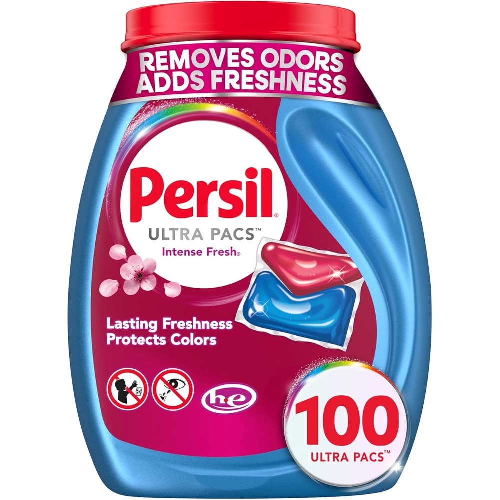 Persil Ultra Pacs Intense Fresh laundry detergent 100 count container front view