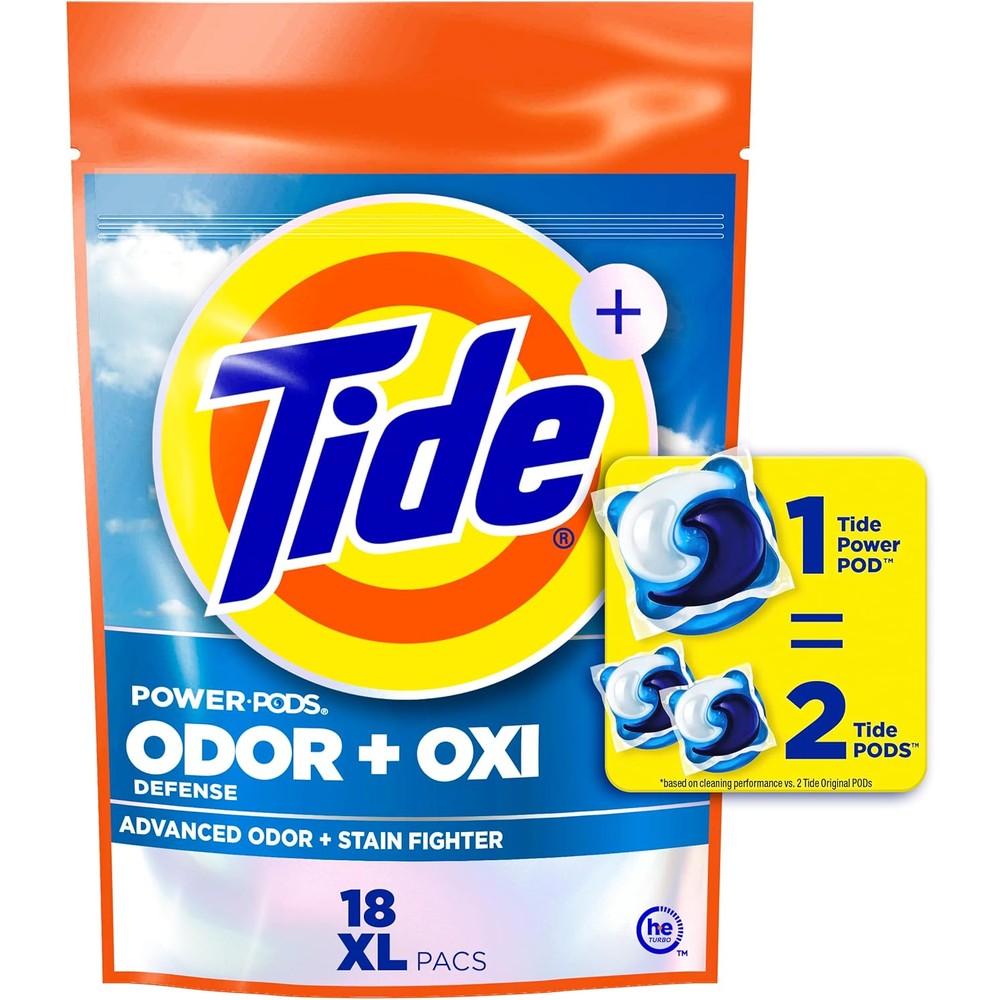 Tide Odor Defense Plus Oxi Laundry Detergent Pacs 18 Count front view package