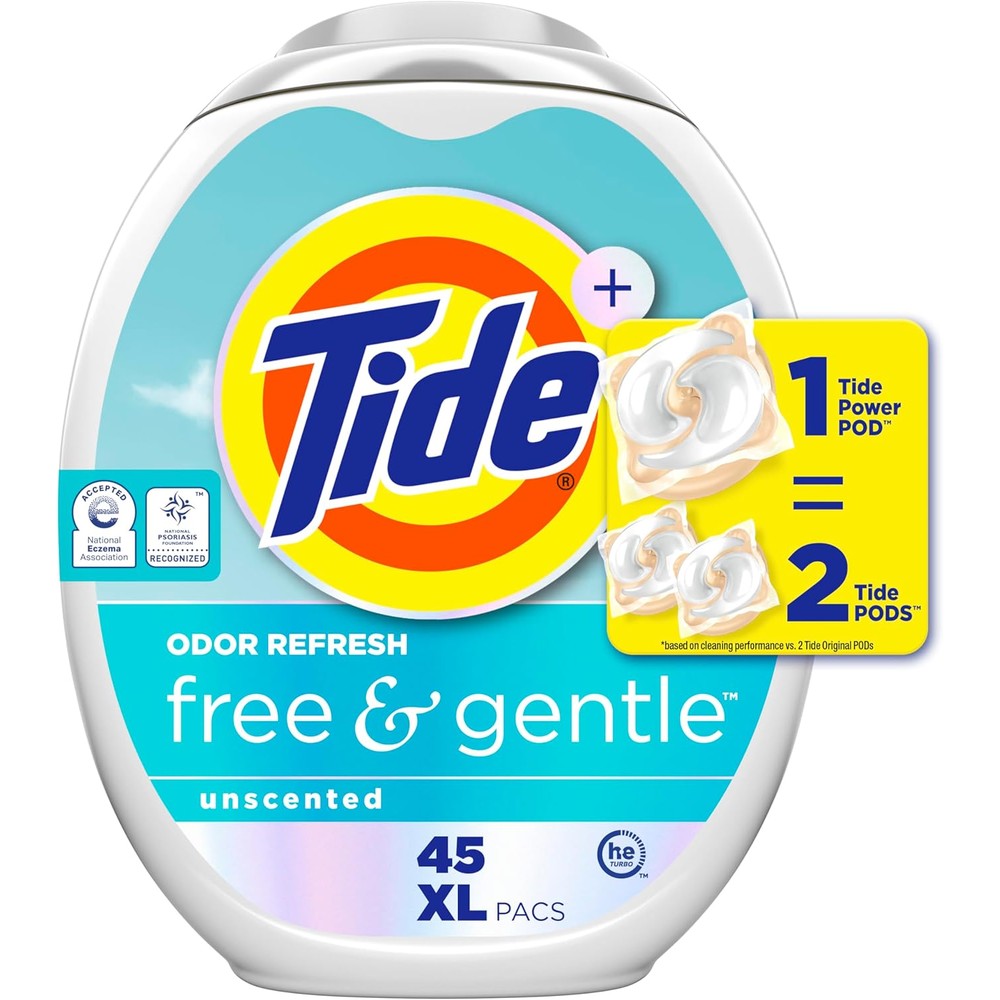 Tide Free and Gentle Odor Refresh laundry detergent pods front view container