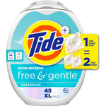 Tide Free and Gentle Odor Refresh laundry detergent pods front view container