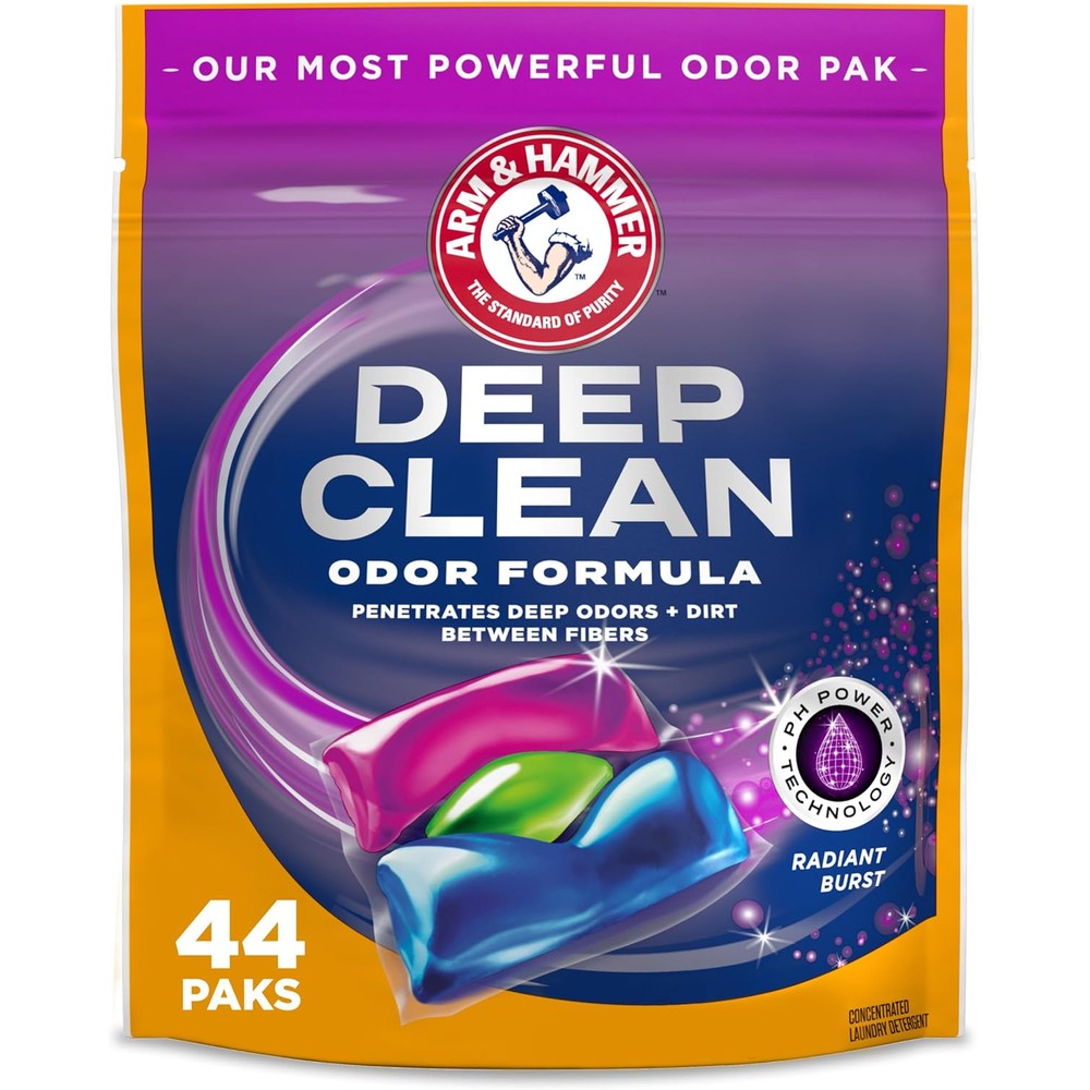 Arm and Hammer Deep Clean Odor Formula Laundry Detergent Power Paks front view pouch packaging