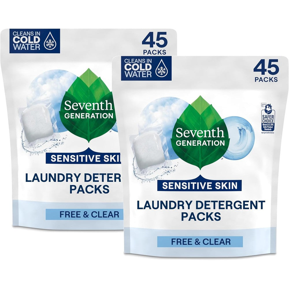 Seventh Generation Laundry Detergent Packs Free and Clear front view pouch
