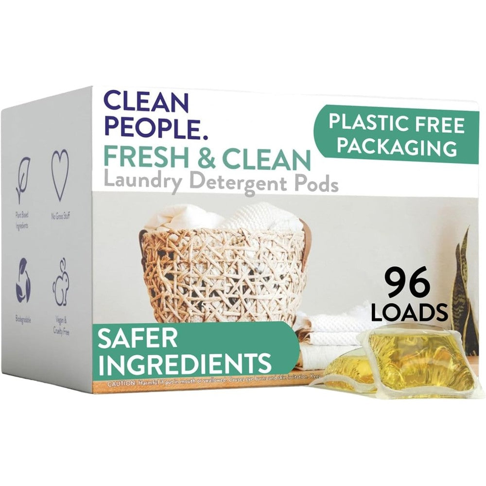 The Clean People Laundry Detergent Pods 96 count front view eco-friendly packaging