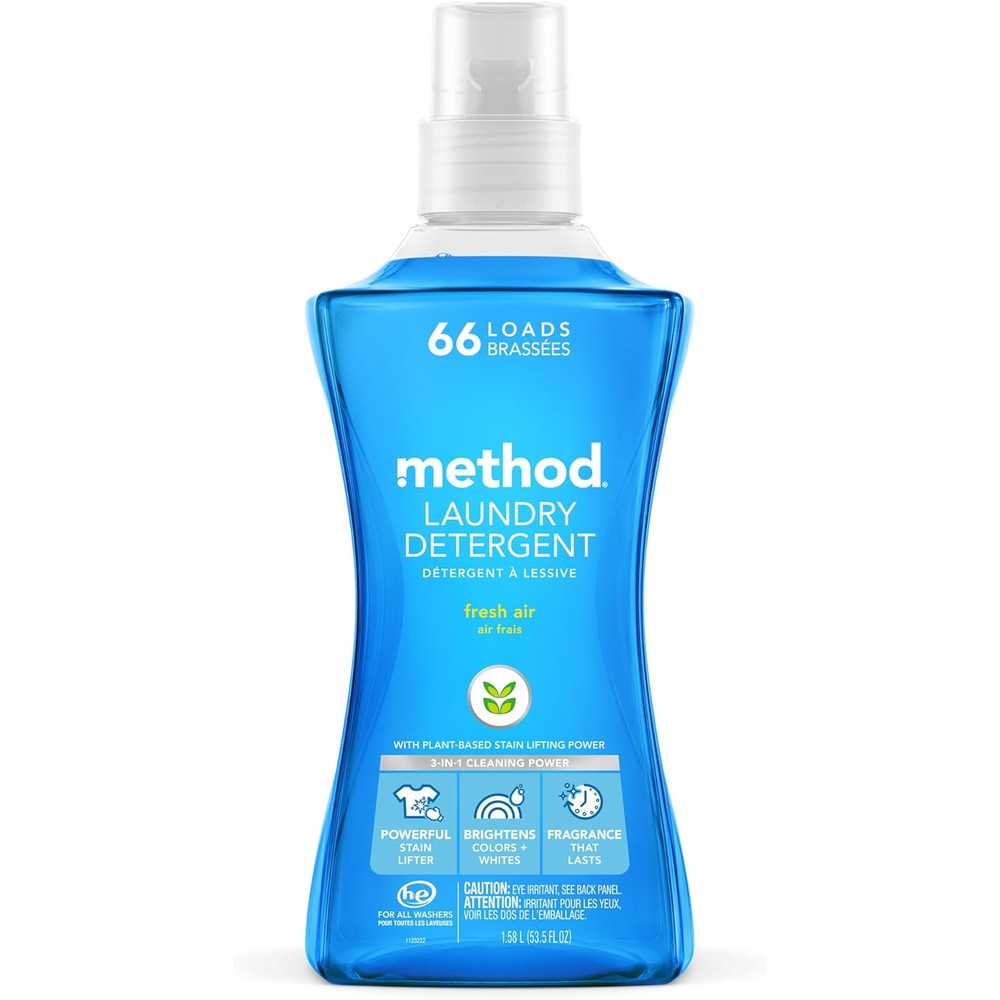 Method Liquid Laundry Detergent Fresh Air front bottle view plant based cleaner