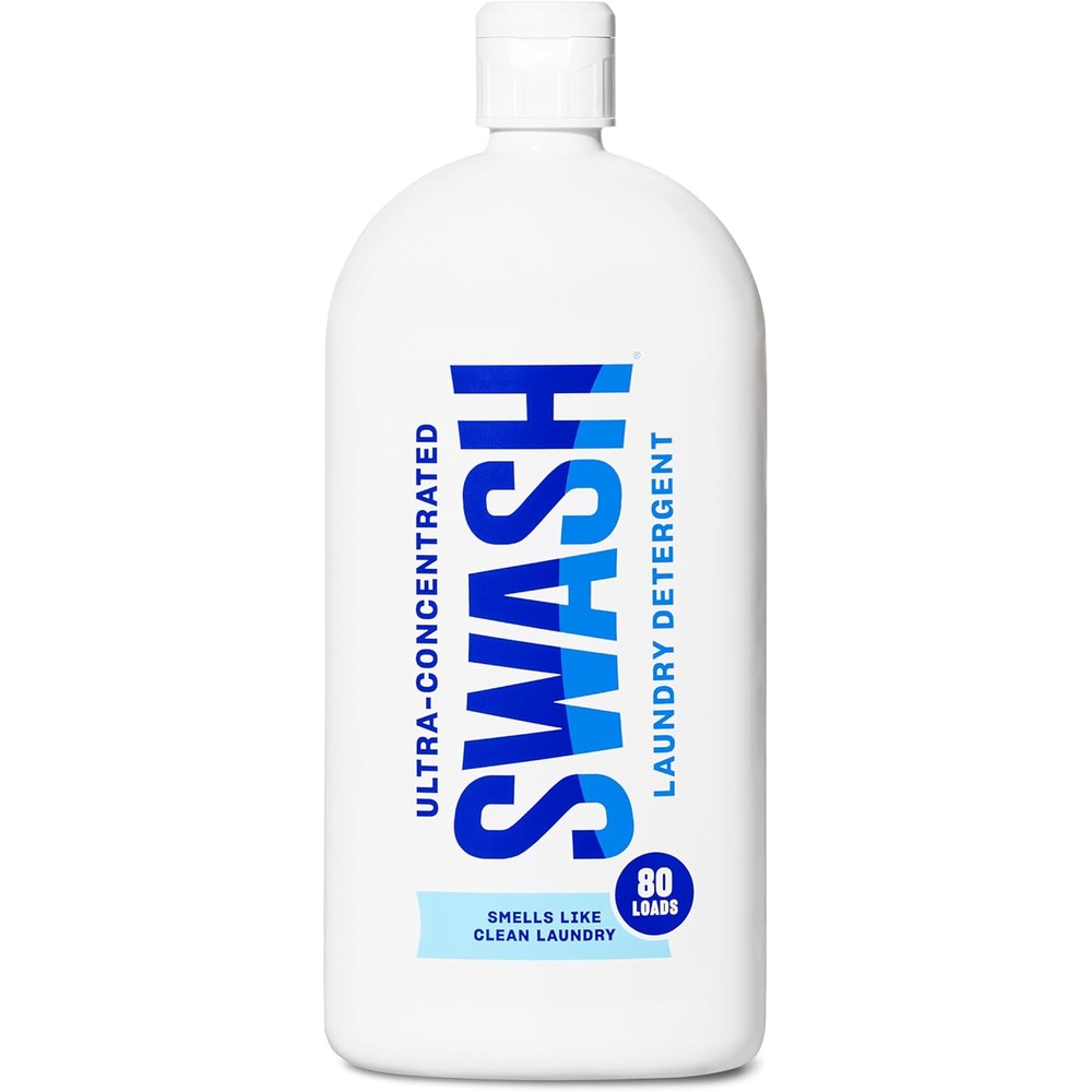 Swash Smells Like Clean Laundry HE Detergent front view of 30 fluid ounce bottle.